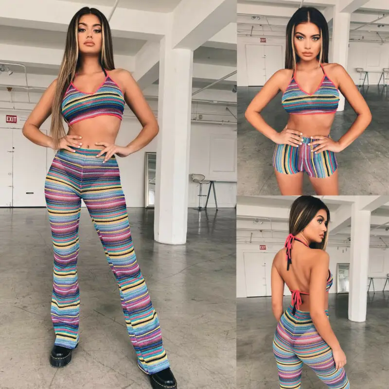 2019 пикантные Для женщин крючком ремни платье с v образным вырезом топы + шорты