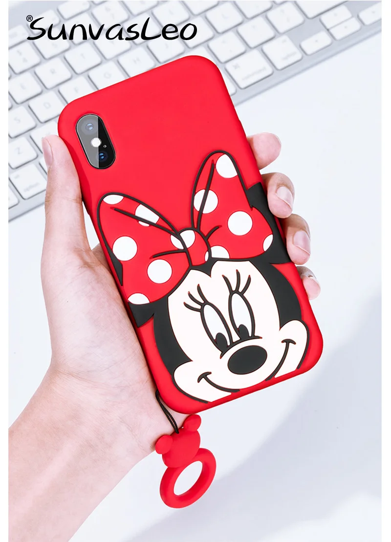 Для iPhone 5, 5S, 5C, SE, 6, 6s, 7, 8 Plus, X, XS, XR, XS Max, 3D, милый детский чехол для мобильного телефона с мультяшными животными, мягкий силиконовый чехол-накладка - Цвет: Big Minnie