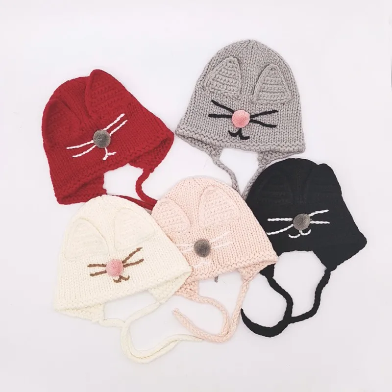 Осень-зима для новорожденных милый Шапки крючком трикотажные шапки без полей с