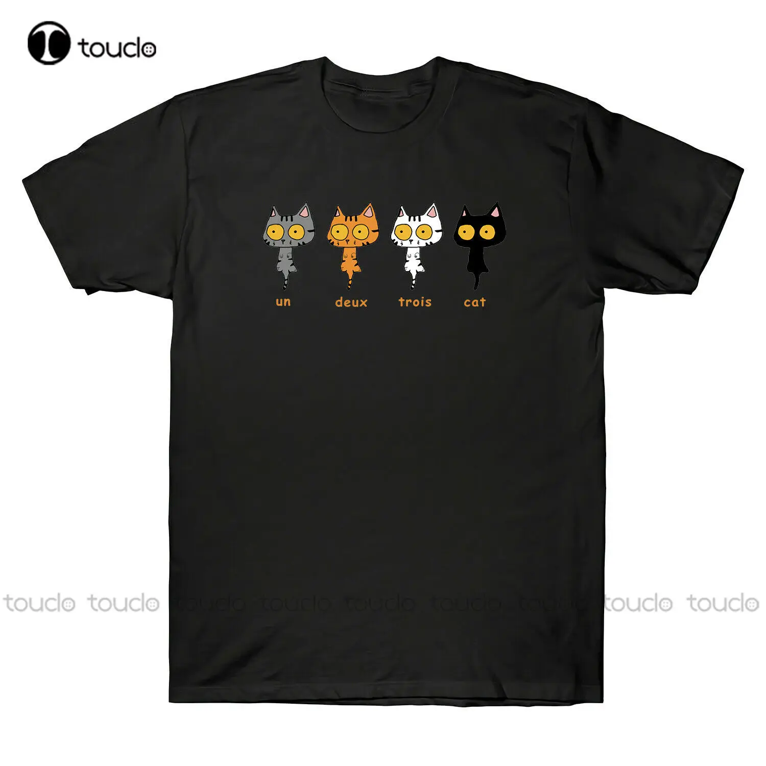 

Un Deux Trois Cat T-Shirt Funny Cute Cat Gift Men'S Cotton Tee White Black Unisex Women Men Tee Shirt