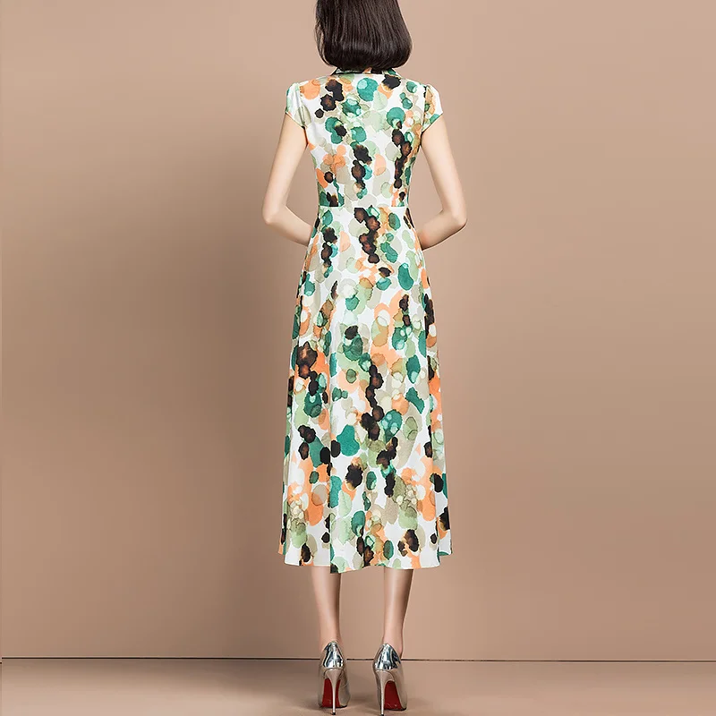 Pattern Fashion New Casual Long Shirt Dress 2021 Chiffon Dress for Women