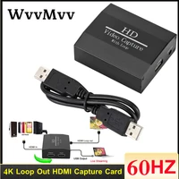 4k 60hz loop out hdmi capture card audio video recording plate live streaming usb 2 0 1080p grabber for ps4 game dvd camera