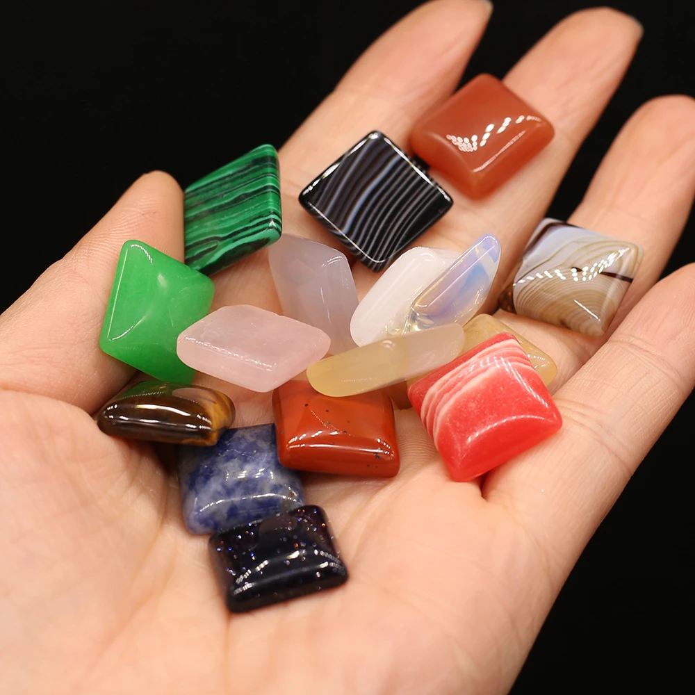 

10pcs Natural Agate Square Picture Clear Quartzs Stone Cabochon Bead Loose Beads for Jewelry Making Accessories Size 16x16mm