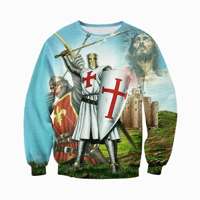 

PLstar Cosmos 3DPrint Armor Knights Warrior Templar Cavalier Christian Jesus Harajuku Streetwear Funny Hoodies/Sweatshirt/-b2
