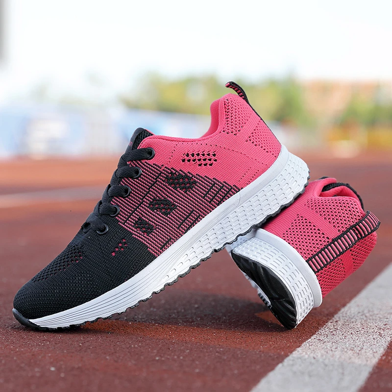 Весенняя женская спортивная обувь светильник на шнуровке розовые кроссовки для