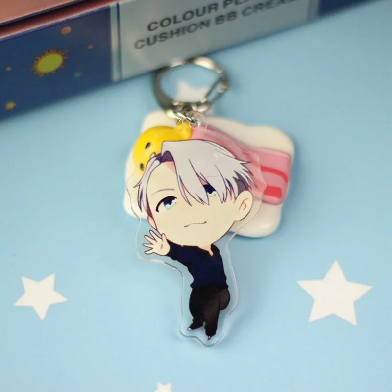 

1 Pcs Cartoon Anime YURI on ICE Keychains Victor Nikiforov Yuri Katsuki Acrylic Pendant Keyrings Cosplay Figure Toys Gifts