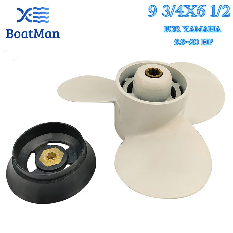 BoatMan®  Aluminum Propeller 9.9-20HP 9 3/4x6 1/2 For Yamaha Outboard Motor 683-W4592-02-EL High Thrust Engine Part