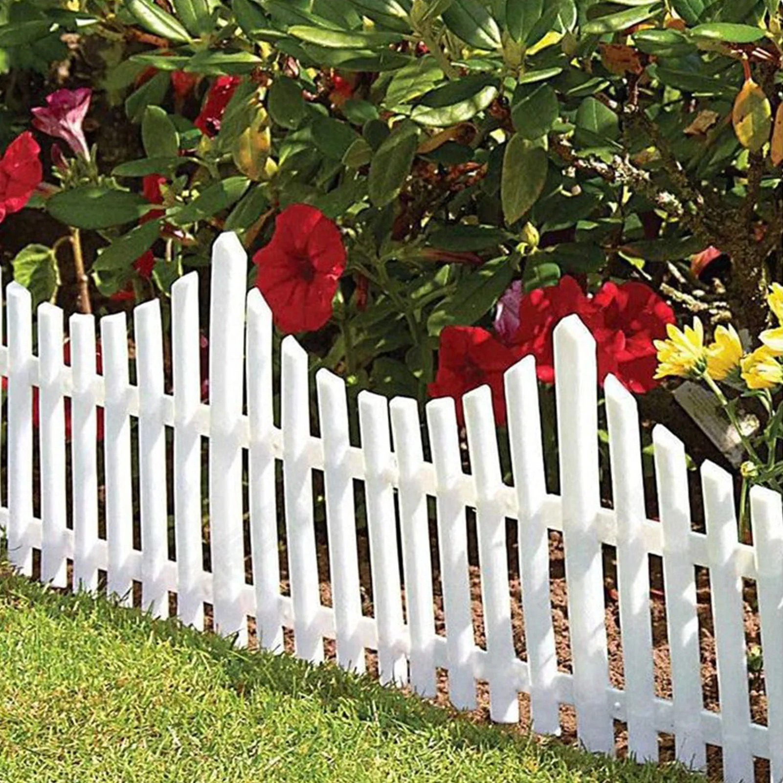 

4PCS Picket Fence Plastic Garden Border Edge Garden Wedding Decor Easy Install Grass Lawn Flowerbeds Home Decor Path Panel