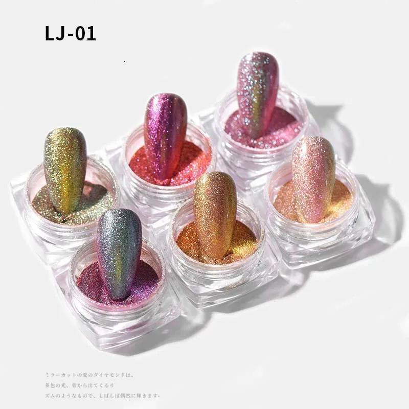 6 шт./компл. ногтей Блеск порошок радужные хлопья блестки Nail Art хром пигмент с блестками к требованиям заказчика; сверкающие; маникюр, украшения для ногтей комплект