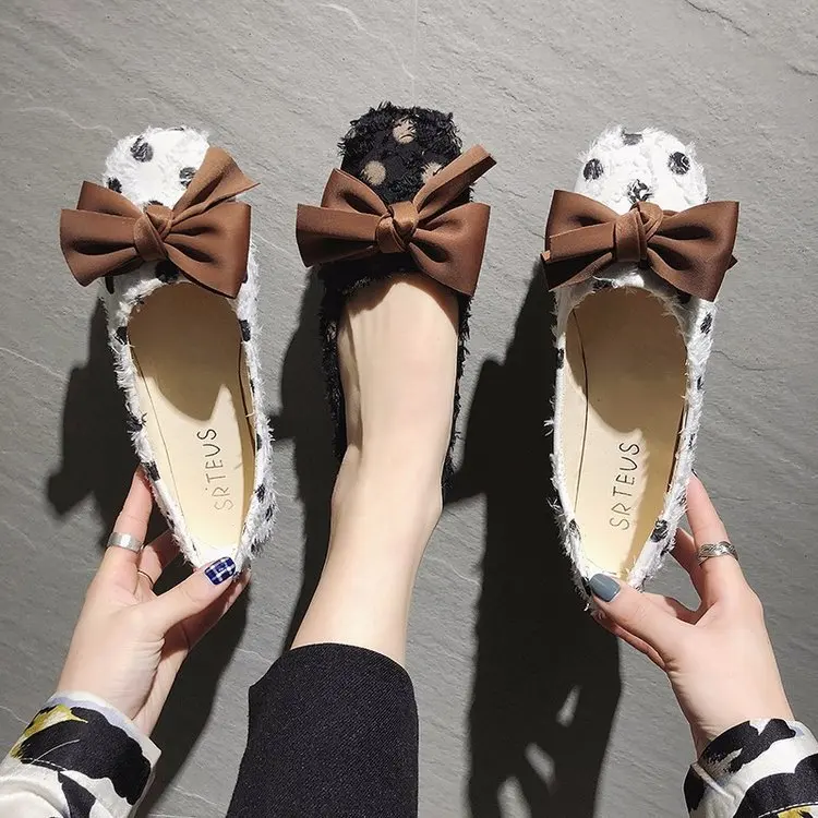 

Women's shoes spring new egg roll shoe fairy single shoes flat bow all-match lazy peas shoes women trend comfortable personality