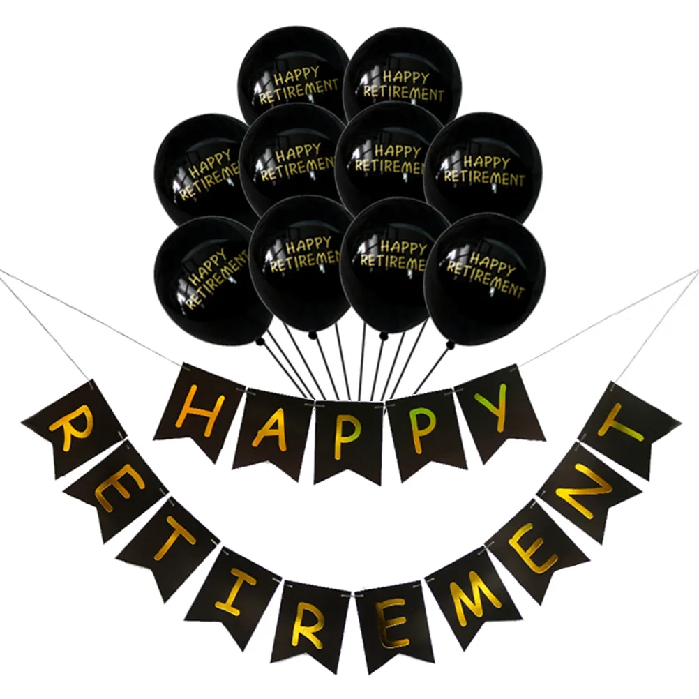 21 шт. счастливый пенсия баннер и бумажный шарик гирлянда из ткани флаги печать