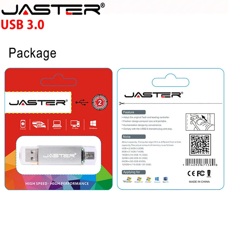 JASTER OTG USB 3 0 флеш накопитель для Android/ПК системы 4 ГБ 16 32 64 128 Гб внешний накопитель|USB