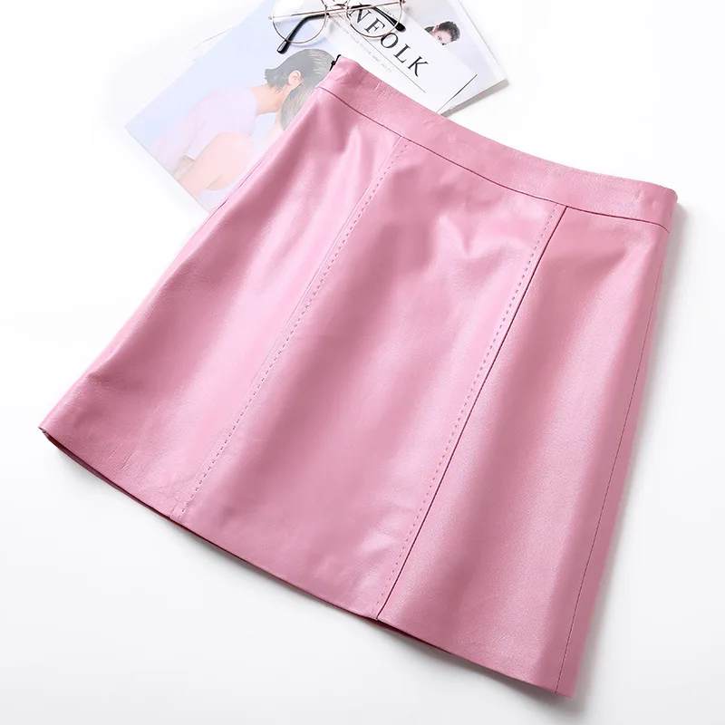 Женская короткая юбка из натуральной кожи элегантная облегающая юбка-трапеция с