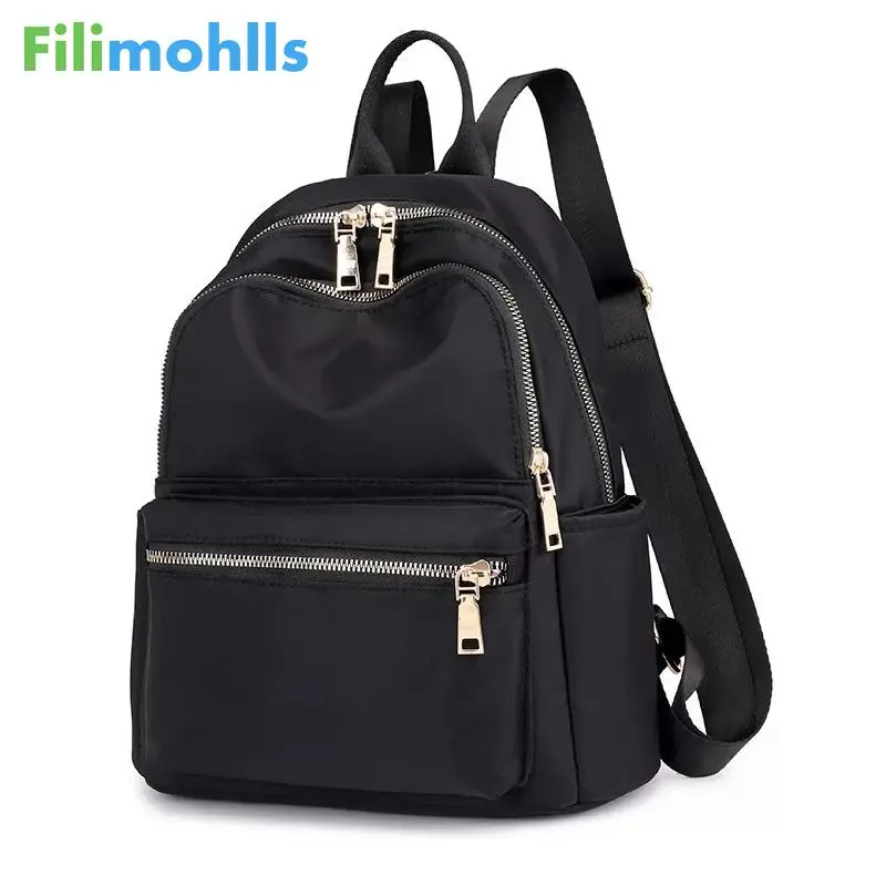 

Fashion Women Backpack School Bags For Teenager Girls Nylon Zipper Designer Black Femme Mochila Female Backpack S2109