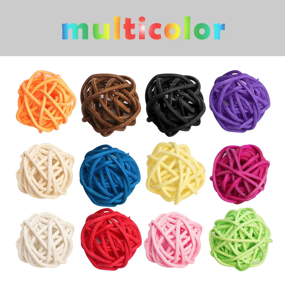 multicolor 10 шт. 3 см Искусственный соломенный шар Свадебные украшения для дома на Рождество ротанговый шар самодельная занавеска Висячие аксессуары - Цвет: multicolor