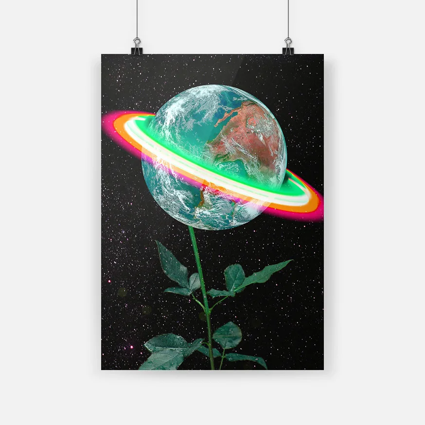 

Hot New Aesthetic Poster Synthwave Earth Flower Poster Canvas Painting Wall Art Decor Living Room Bedroom Home Decoration Prints
