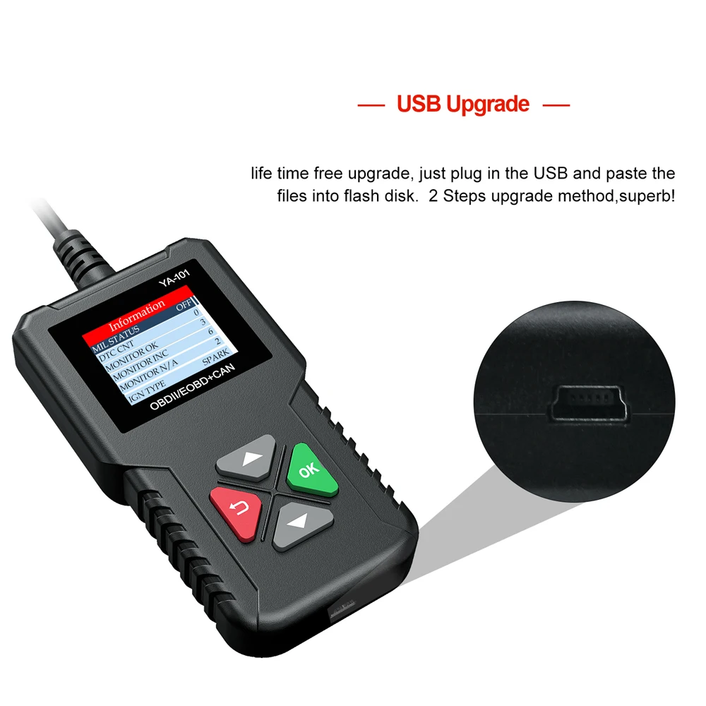 YA101 OBD2 Авто Диагностический Сканер Универсальный инструмент диагностики автомобиля OBD Проверь двигатель Инструменты сканирования автомобильного кода автомобиля PK 3001 CR319