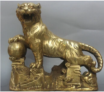 + Бесплатная доставка 12 &quotКитайский народный фэн шуй Зодиак из латуни год Тигр