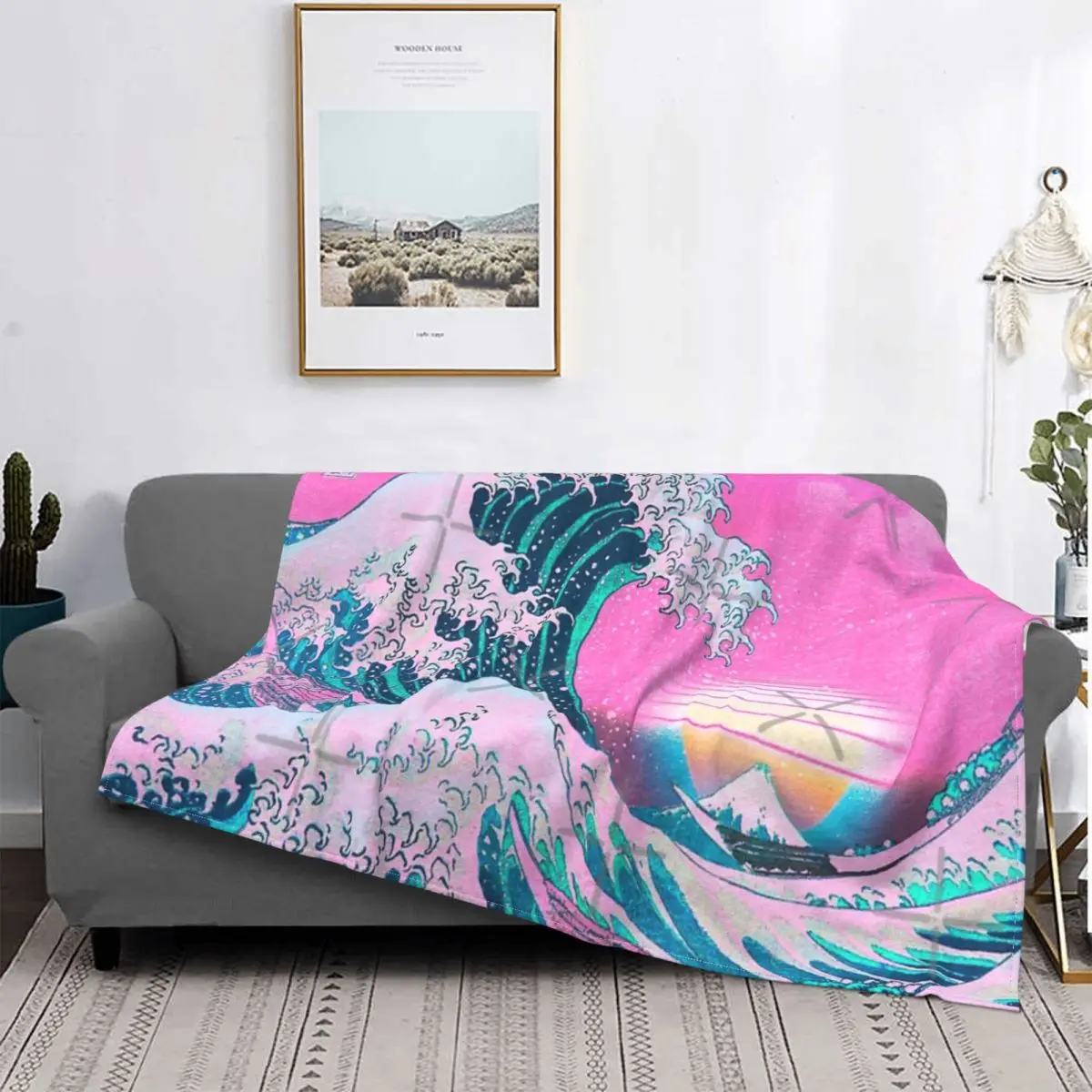 

Vaporwave-colcha a cuadros para cama, manta de picicnic, 135