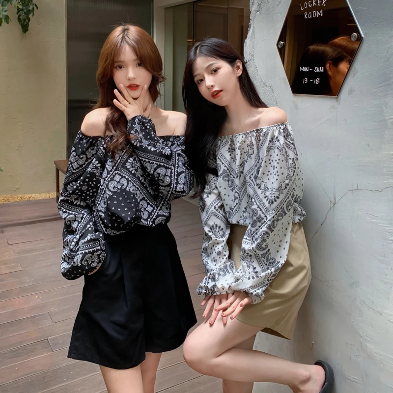 

COIGARSAM Blouse Women New Vintage Full Sleeve High Waist Blusas Womens Tops And Blouses