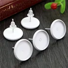 12 мм 20 шт белый цвет покрытые серьги шпильки, серьги пустыеоснование, подходят 12 мм Стеклянные Кабошоны, кнопки; Серьги оправы (L2-02)