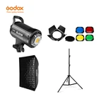 Светодиодный светильник Godox SL-60W, непрерывный свет с подставкой 5600 см и софтбоксом Bowens 60x90 см, белая версия
