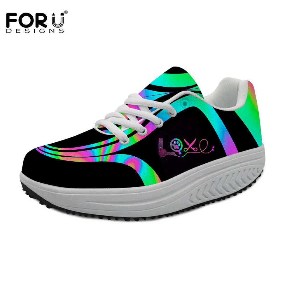 

FORUDESIGNS Dog Groomer Love Art Pattern Women Platform Swing Shoes Sneakers Woman Flats Casual Shoes Slimming Shoes for Girl