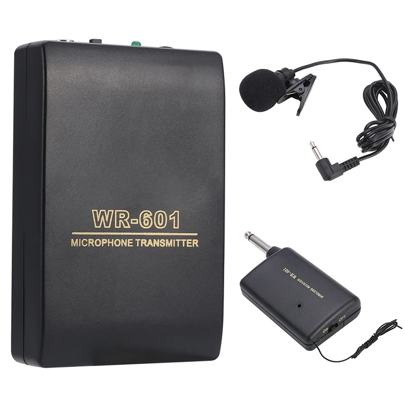 

1pc Mic Lapel Clip On Microphone System with WR601 Wireless FM Transmitter Receiver for Lecture Scholar