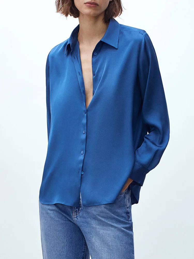 Новинка 2021 Женская Элегантная универсальная рубашка на пуговицах с лацканами и