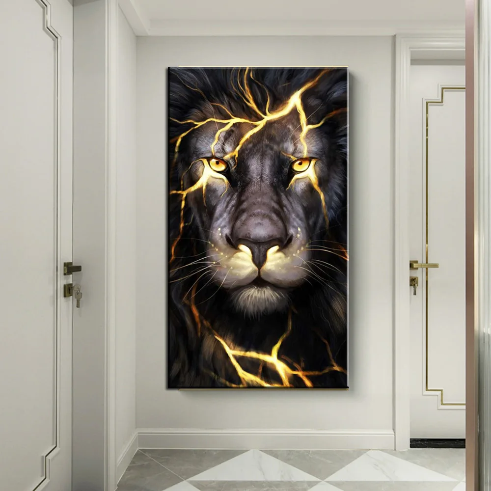 Животное Искусство молния картина Львы на холсте стены художественные плакаты и