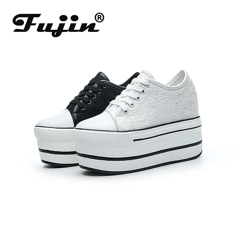 

Fujin/Женская обувь на платформе; Модная кружевная Белая обувь; 2020; Женская Повседневная дышащая обувь на платформе с перекрестной шнуровкой и...