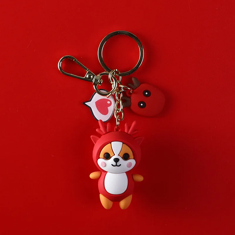 

New Cartoon Shiba Inu Dinosaur Doll Keychain Cute Animals Doll Car Key Pendant Student School Bag Pendant 2021 Charm Jewelry Hot