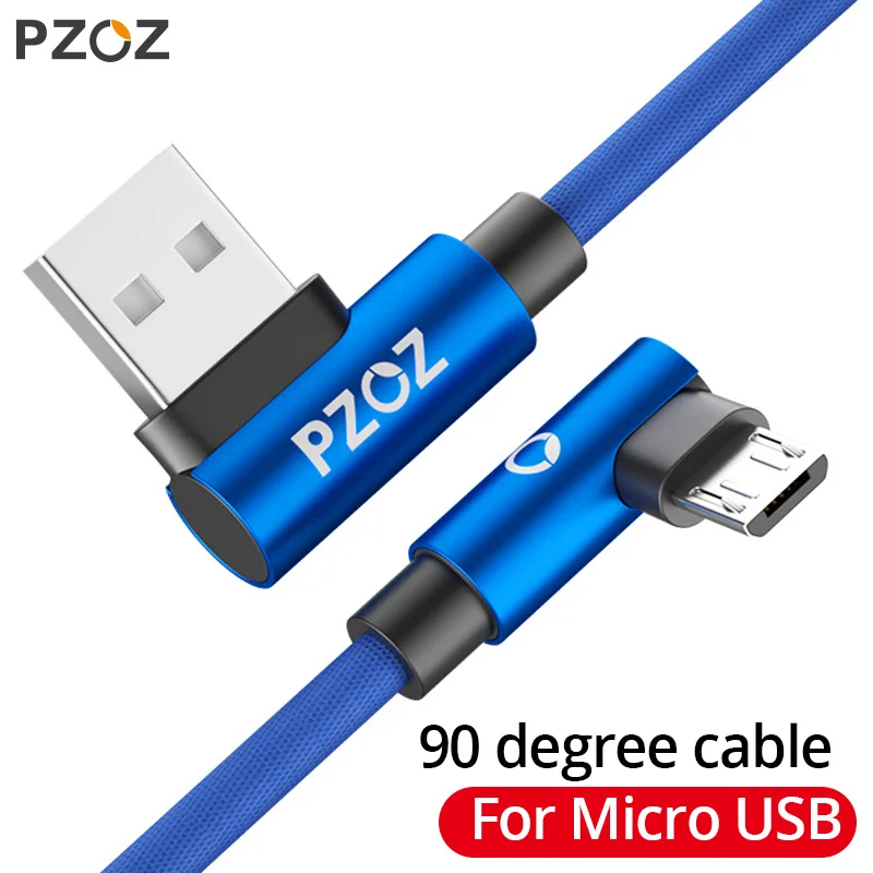Кабель Micro usb PZOZ для быстрой зарядки 90 градусов кабель передачи данных xiaomi redmi huawei