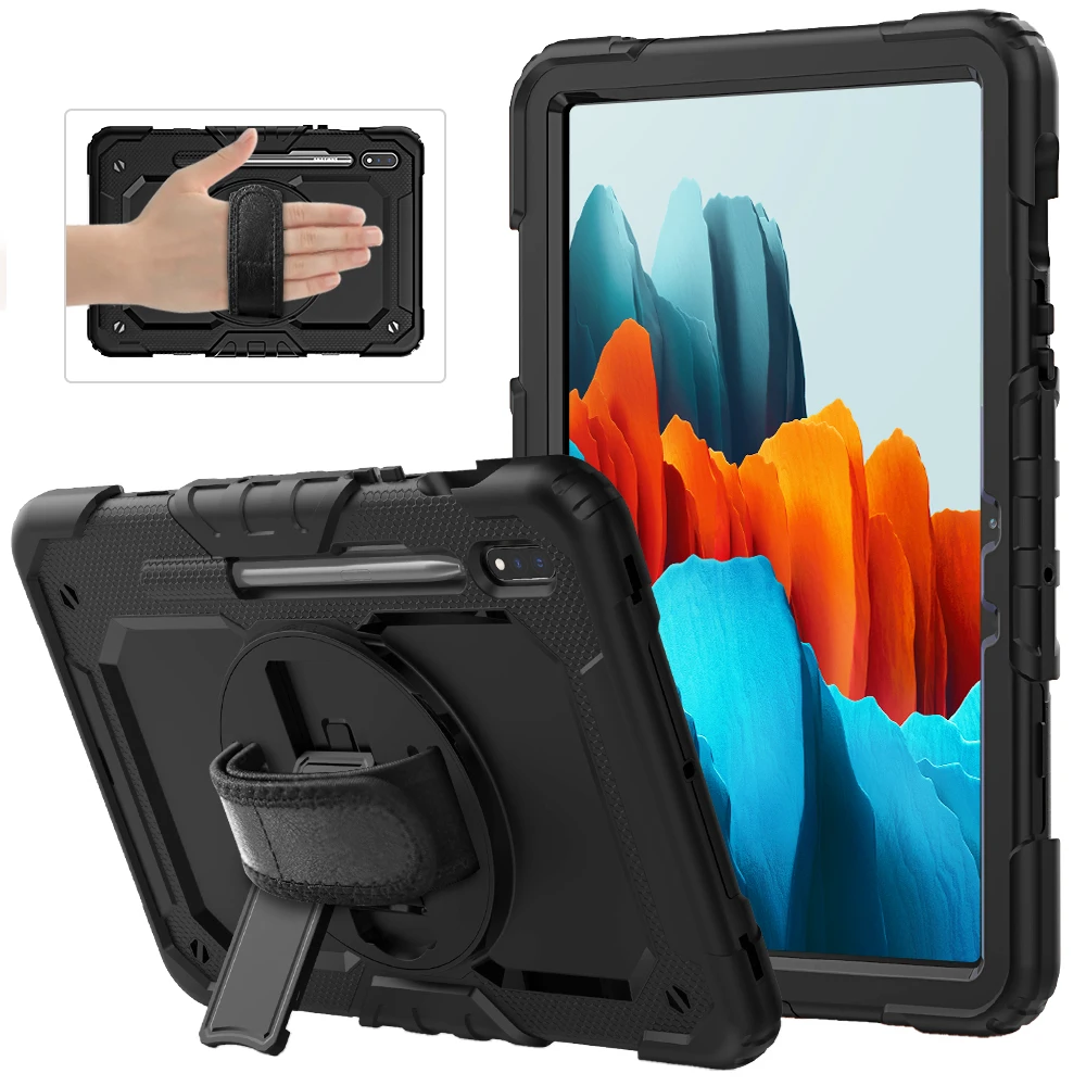 

For Samsung Galaxy Tab S7 11" T870 T875 2020 Tablet Cover Shockproof Heavy Armor Rugged Duty Stand Tablet Shoulder Strap Case