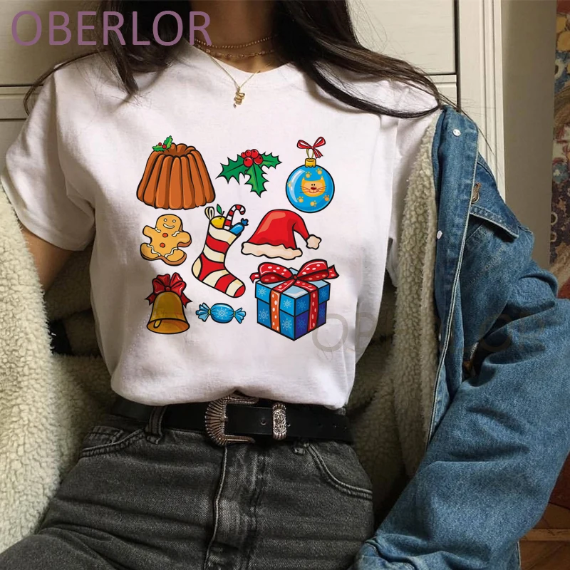 

Женская рождественская одежда, милая Рождественская одежда в стиле 90-х с милым новогодним принтом, футболки для девушек, милый Графический ...