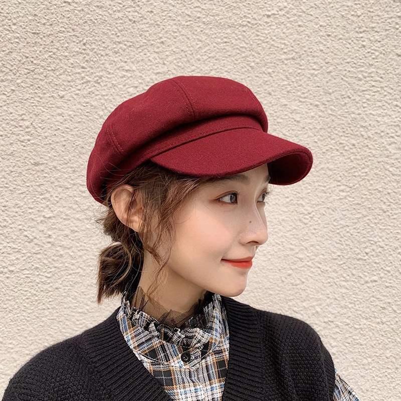 

New Women Pure Color French Artist Wild British Cotton Beret Design Octagonal Fashion Retro Painter Ladies Hat Gorros