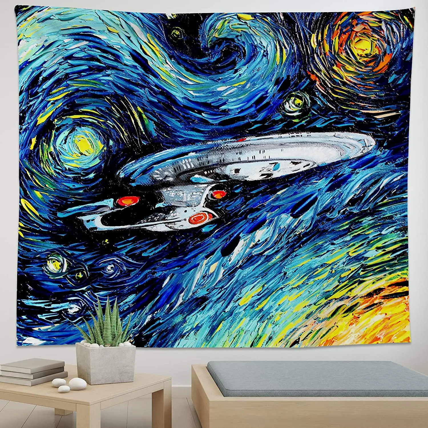 Tapiz de Lili de Star By Ho Me, pintura abstracta de colores brillantes, decoraci&oacute;n de viaje para dormitorio y sala de estar, Galaxia espacial-1