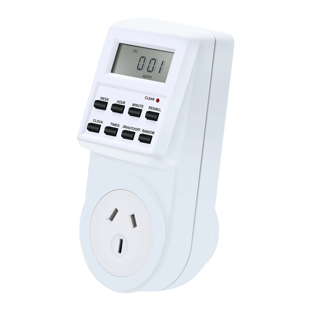AU Plug Таймер, ЕС, Австралия, США, BR, Великобритания розетка, электрическая розетка, еженедельная, 7 дней, программируемая, настенная, цифровая вилка, 250 В, 120 В, 230 В - Цвет: AU Plug