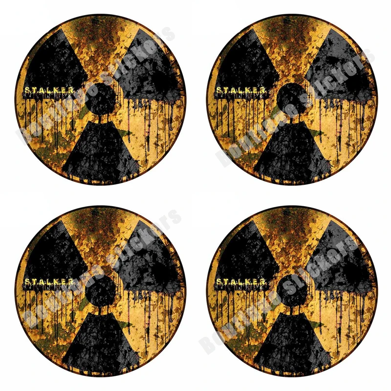 

4X Suitable for Stalker Radiation Symbol Car Sticker Vinyl Car Decal Refrigerator Laptop Cover Scratch Waterproof Helmet Decal
