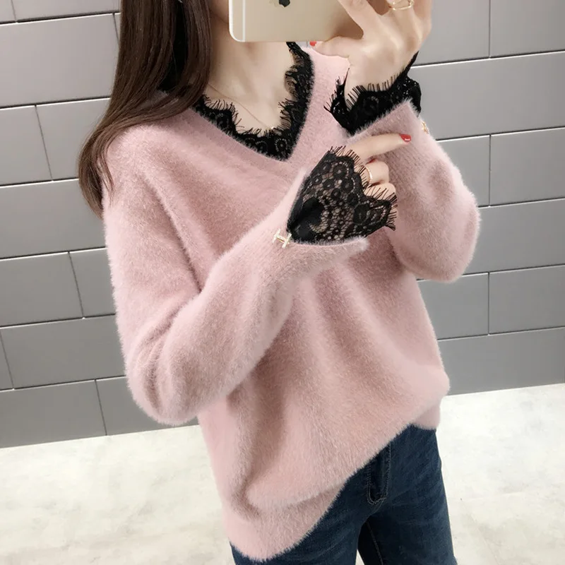 

2021 autumn and winter fashion women's pullover sweater ladies loose pullover knitted sweater Black