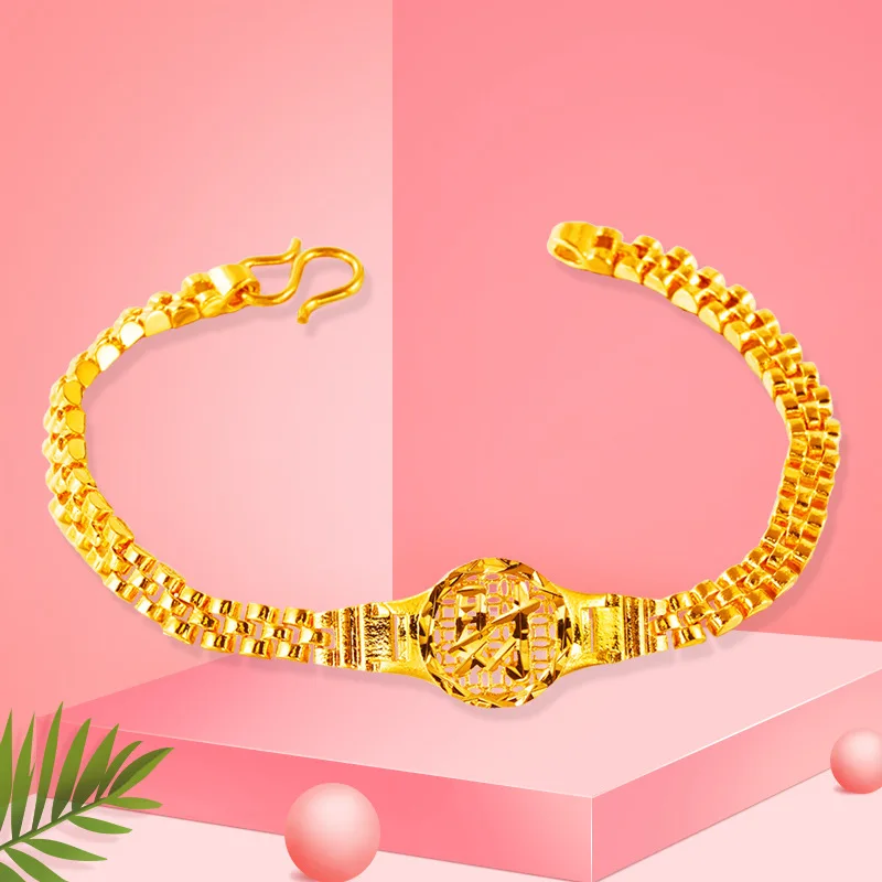 Женский и мужской браслет с цепочкой из настоящего золота 24 к в Дубае элегантные