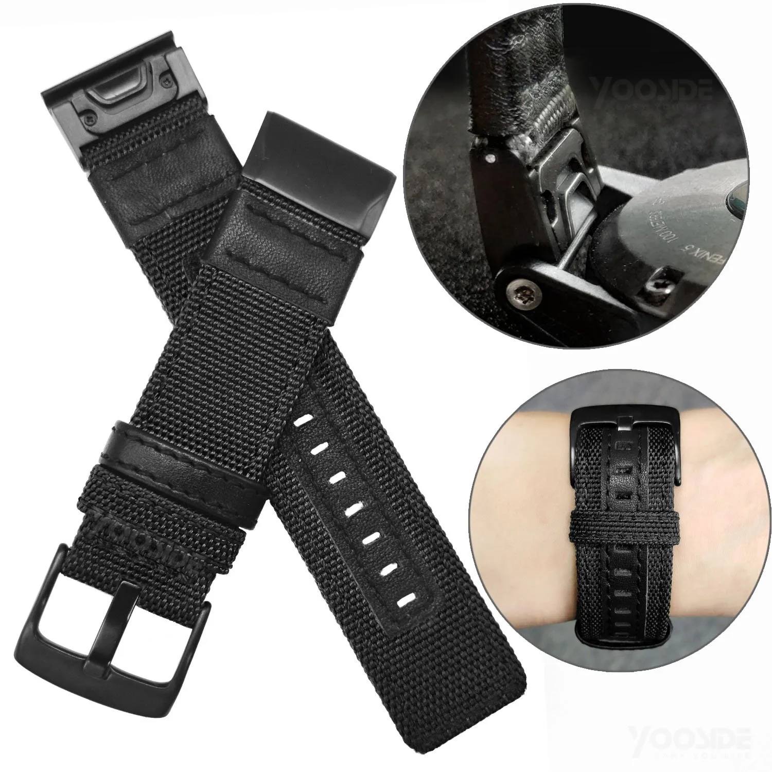YOOSIDE 26 мм/22 мм Быстросохнущий нейлоновый ремешок для часов Garmin Fenix 6X/5X Plus/Fenix 3/3 HR/Fenix 5