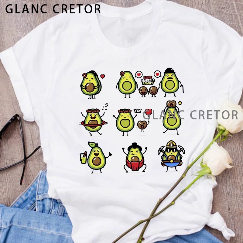 

Women Graphic Avocado Floral Lady Tees Print Tops Clothing Female T Shirt Womens T-Shirt Kawaii 90s Cartoon Fruit Clothes