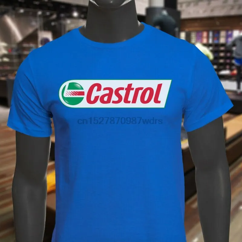 Мужская синяя футболка с логотипом для гоночного двигателя | одежда