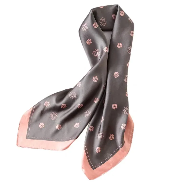 

Camellia multi functional silk scarf with hairband and handbag pattern