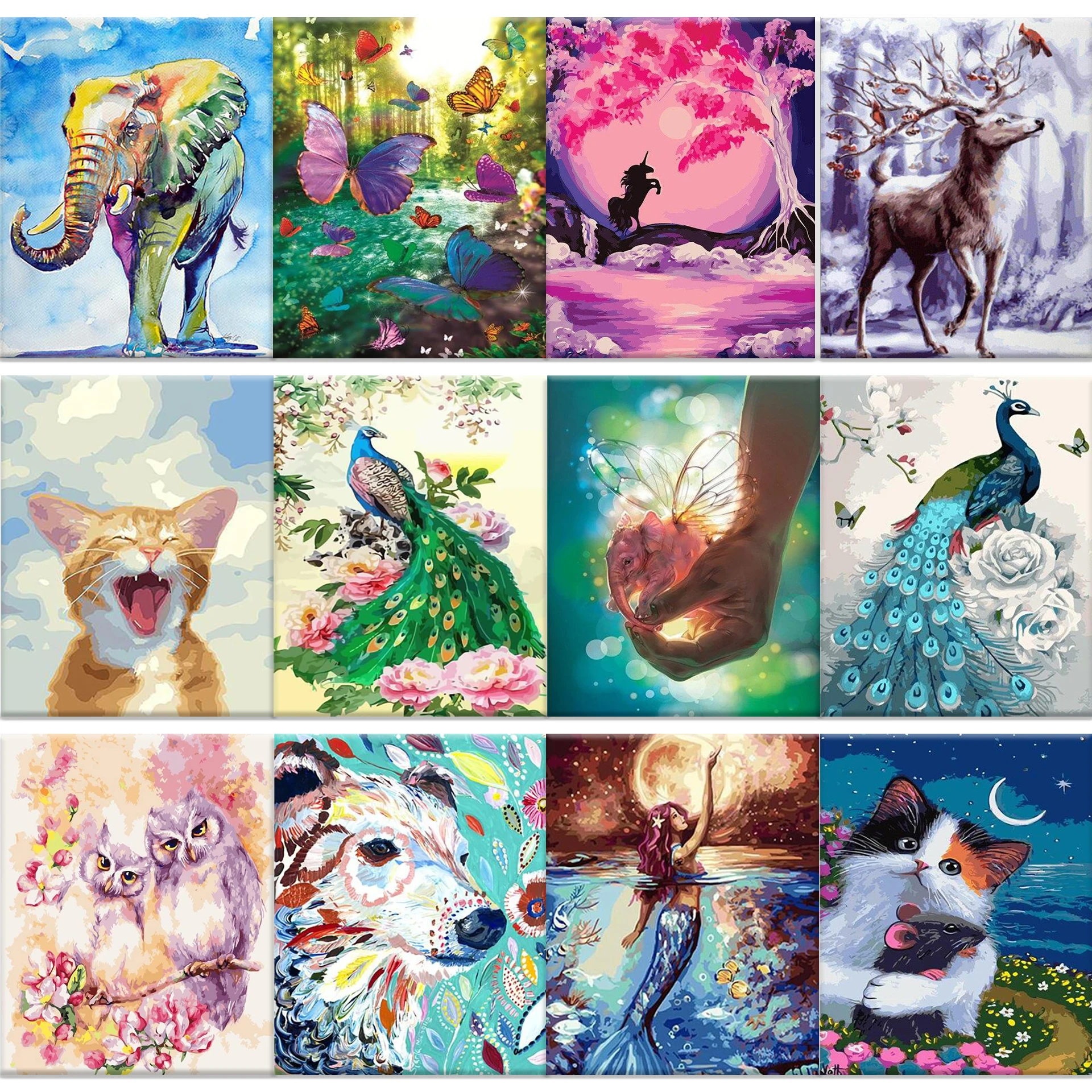 

JANI Diy painting by numbers animal Zero-based painting Modern animal pictures 40*50 Canvas Acrylic paints home decor