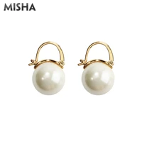 misha fashion earrings for women natural pearl hoop earrings charms jewelry for young girls ladies gifts 0023