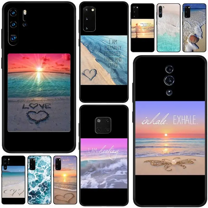 Морской пляж Закат письмо фестон оболочка пейзаж чехол для телефона Huawei P9 P10 P20 P30