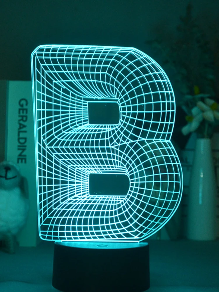 Smart Phone Control LED 3D Number B Night Light USB Touch Sensor Nightlight Kids Bedroom Energy-saving Table Lamp Gift To Friend | Лампы и