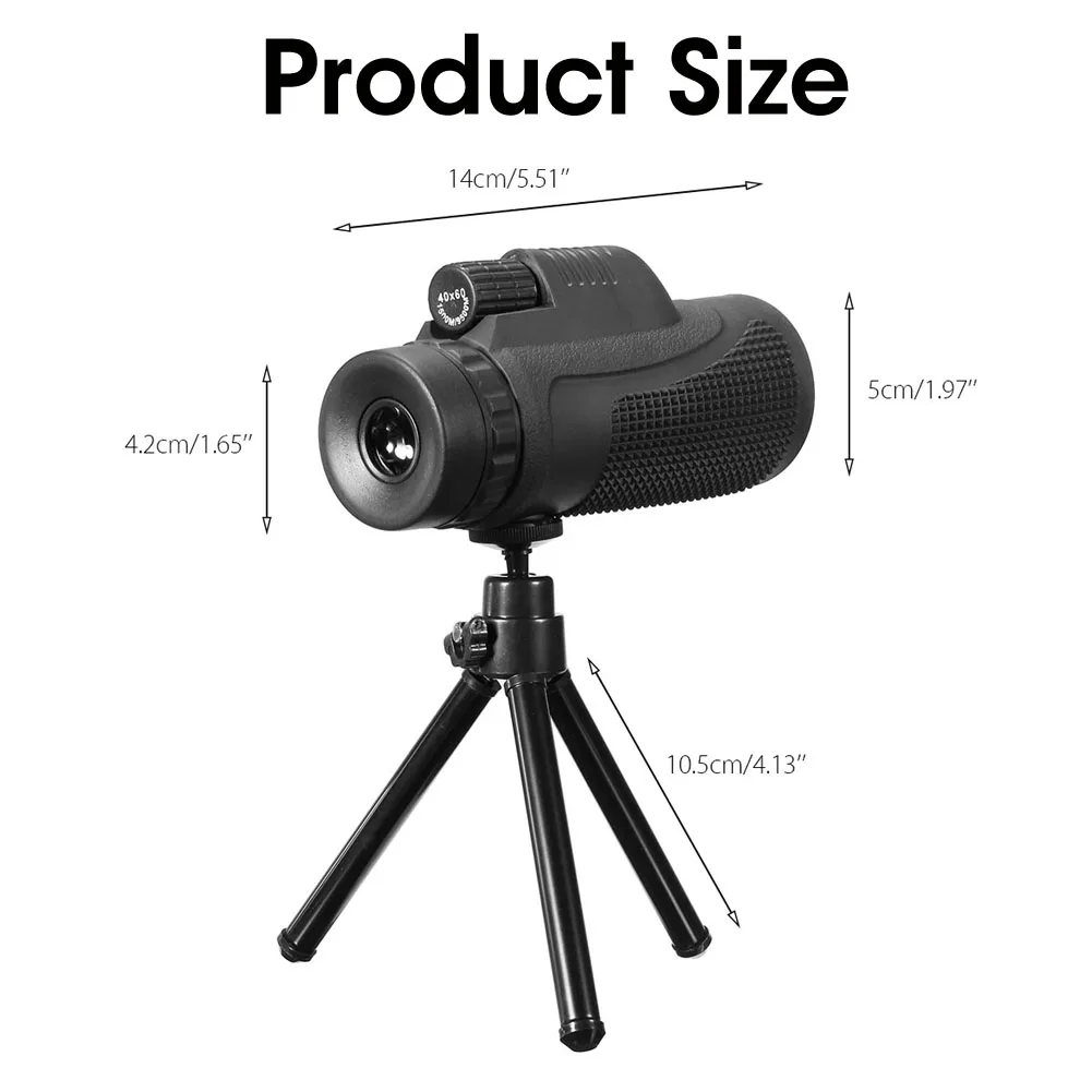 

40x60 Hd Hiking Tripod Spotting Telescope Camping Accessories Vision Day/night Smartphone High-definition Concert Viewing Prism